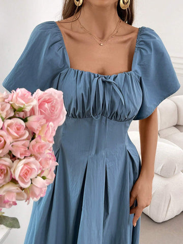 Women's Plain And Simple Square Neck Daily Wear Dress