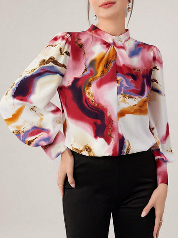 Mulvari Women's Printed Casual Daily Long Sleeve Shirt