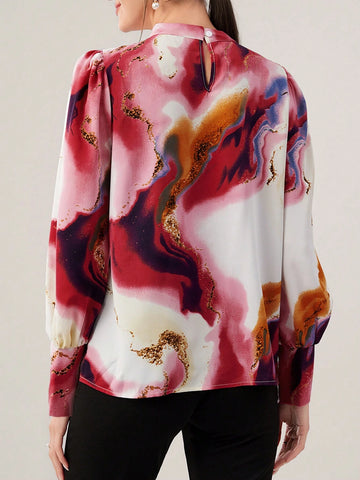 Mulvari Women's Printed Casual Daily Long Sleeve Shirt