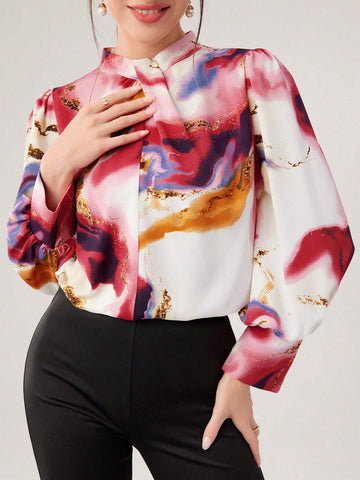 Mulvari Women's Printed Casual Daily Long Sleeve Shirt