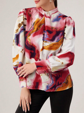 Mulvari Women's Printed Casual Daily Long Sleeve Shirt