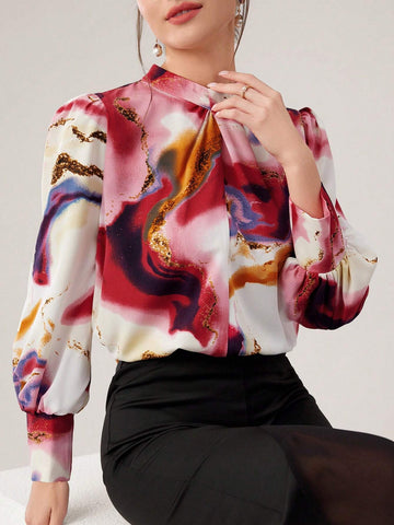 Mulvari Women's Printed Casual Daily Long Sleeve Shirt