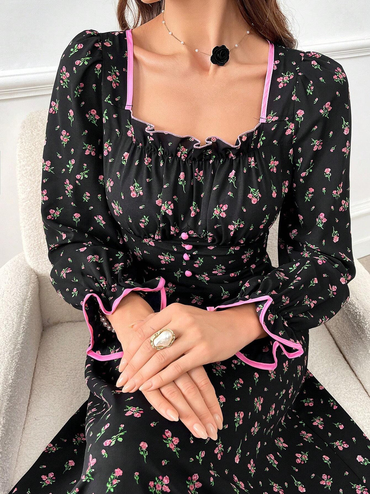 Women's Random Printed Simple Daily Long Sleeve Dress