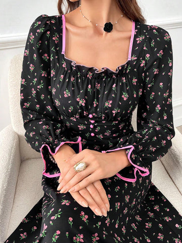 Women's Random Printed Simple Daily Long Sleeve Dress