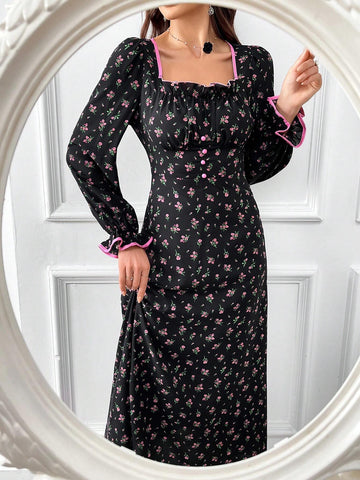Women's Random Printed Simple Daily Long Sleeve Dress