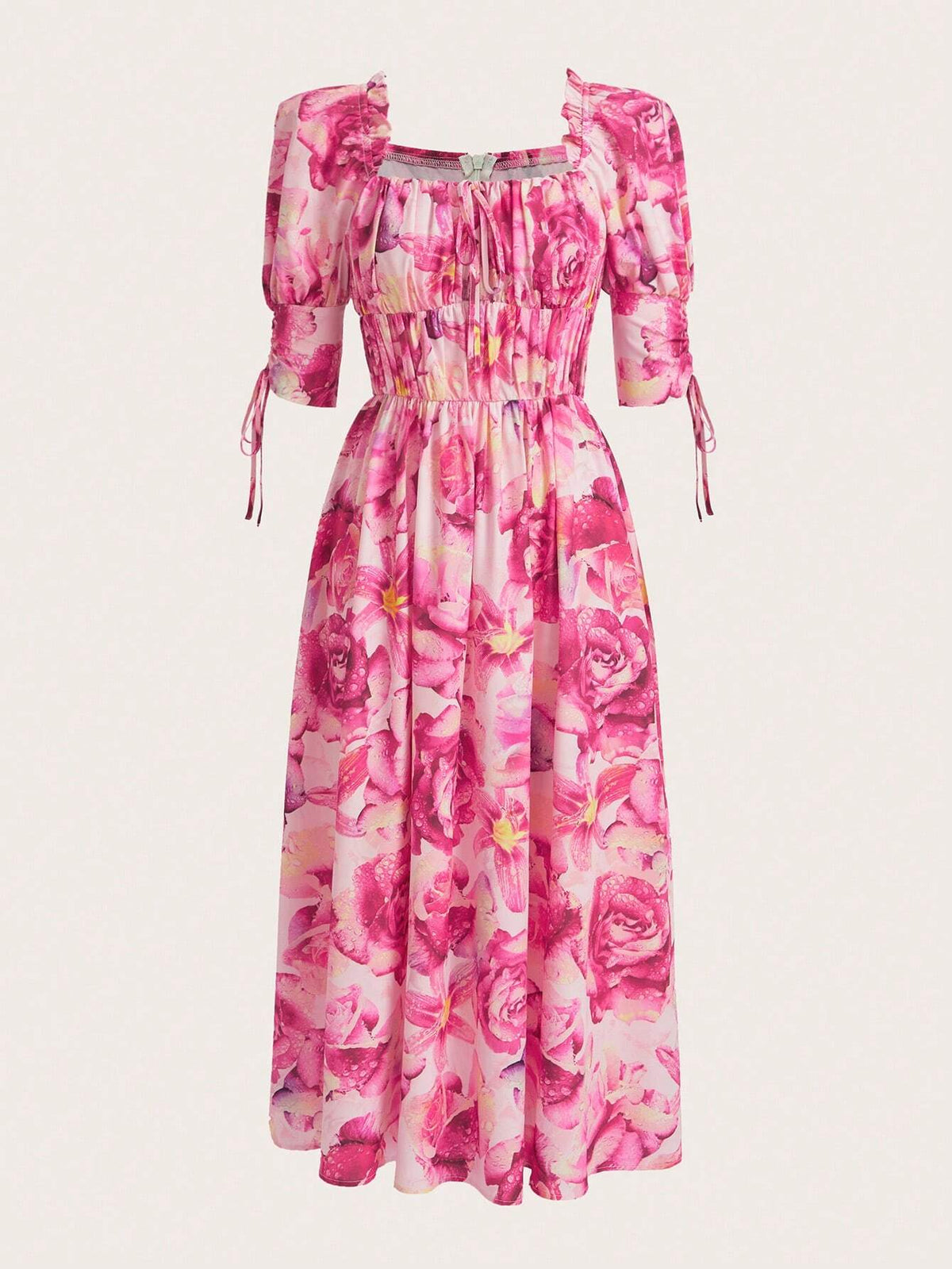 Women's Random Printed Square Neckline Dress