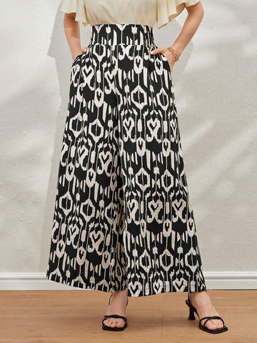 Mulvari Women's Retro-Style Printed Simple Daily Long Pants