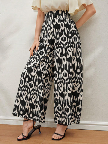 Mulvari Women's Retro-Style Printed Simple Daily Long Pants