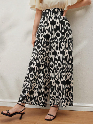 Mulvari Women's Retro-Style Printed Simple Daily Long Pants