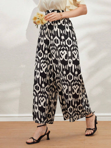 Mulvari Women's Retro-Style Printed Simple Daily Long Pants
