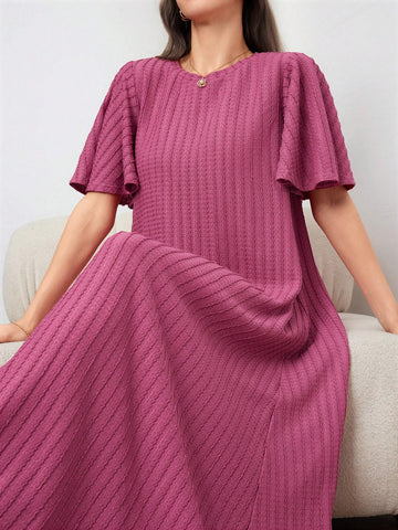 Women's Round Neck Solid Color Summer Casual Dress