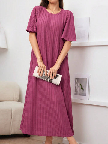 Women's Round Neck Solid Color Summer Casual Dress