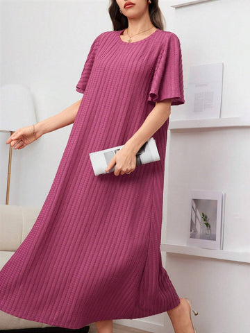 Women's Round Neck Solid Color Summer Casual Dress