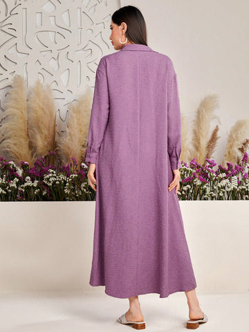 Women's Solid Color Textured Drop Shoulder Dress