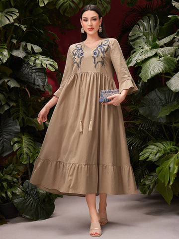Women's Tassel Tie-Belt Rag Doll Dress