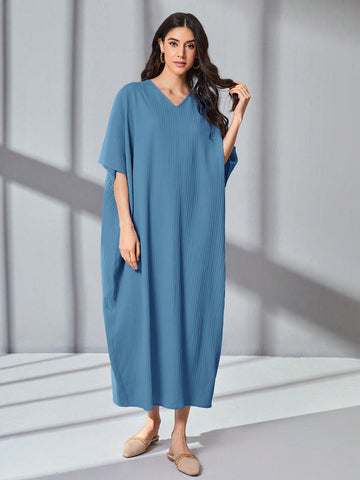 Women's V-Neck Batwing Sleeve Dress