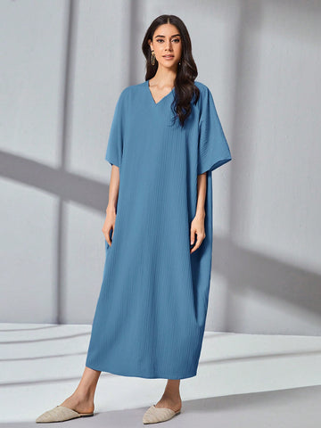 Women's V-Neck Batwing Sleeve Dress