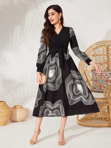 Women's V-Neck Tie-Front Dress