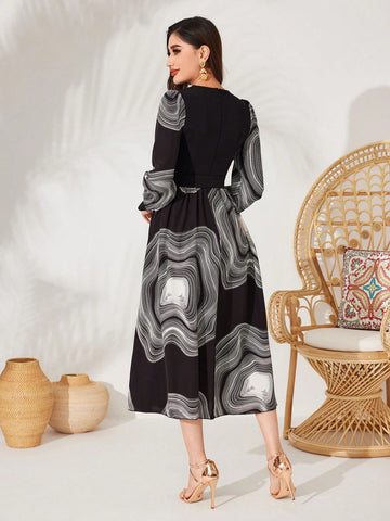 Women's V-Neck Tie-Front Dress