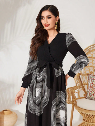 Women's V-Neck Tie-Front Dress
