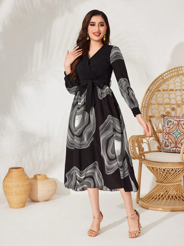 Women's V-Neck Tie-Front Dress