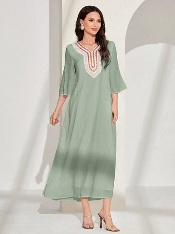 Najma Ladies' Simple Daily Wear Neckline Decorated Dress