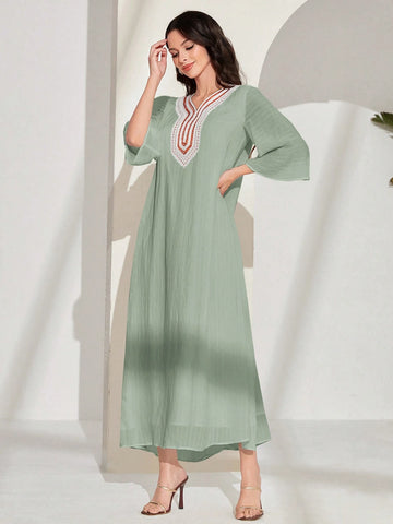 Najma Ladies' Simple Daily Wear Neckline Decorated Dress