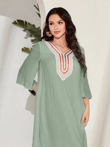 Najma Ladies' Simple Daily Wear Neckline Decorated Dress