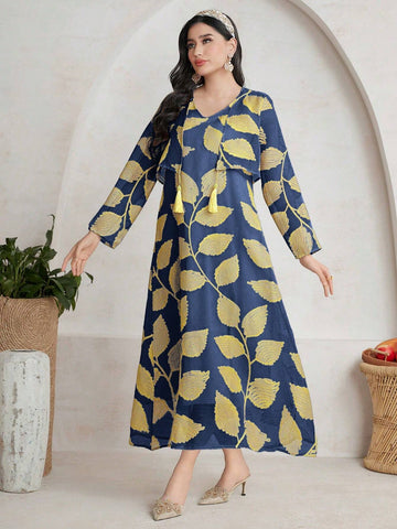 Vacation Style Plant Embroidery Long Dress