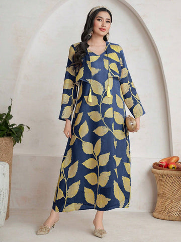 Vacation Style Plant Embroidery Long Dress