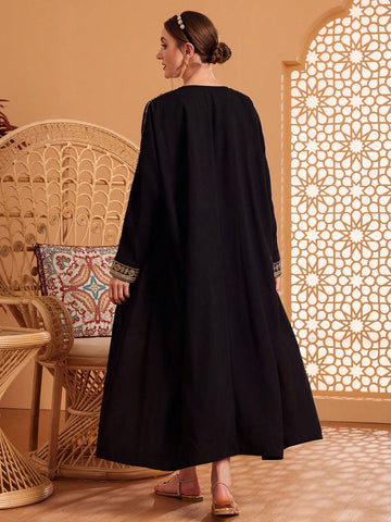 Women'S Patchwork Woven Web Batwing Sleeve Jacket And Sleeveless Dress Set