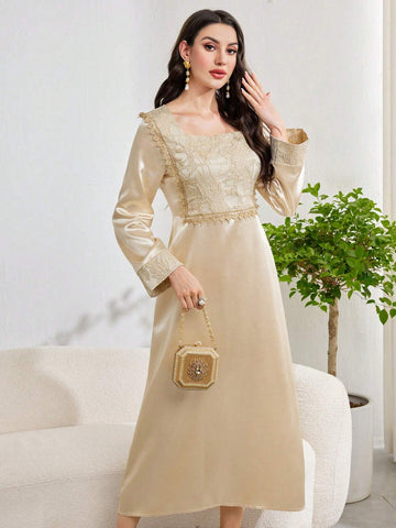 Women's Fashionable Solid Color Long Sleeve Dress
