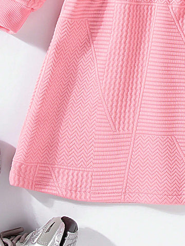 New Autumn Winter Young Girl Girls Quilted Jacquard Casual Long Sleeve Zipper High Collar Waisted Dress, Comfortable Warm Outdoor