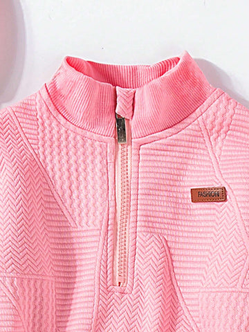 New Autumn Winter Young Girl Girls Quilted Jacquard Casual Long Sleeve Zipper High Collar Waisted Dress, Comfortable Warm Outdoor