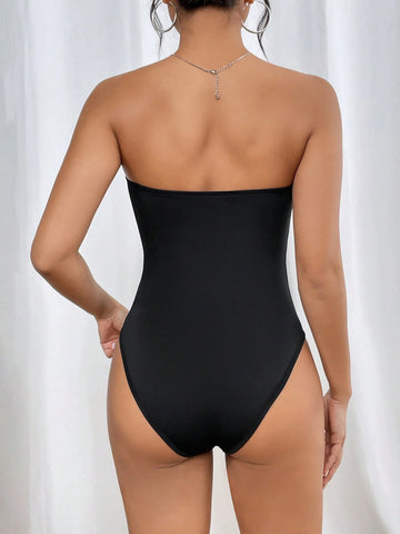 2pcs/Set Solid Color Strapless Shapewear Bodysuit Seamless Thong Body Shaper For Women Tummy Control Slim Body Suits