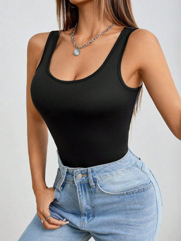 3pcs Women's Tight-Fitting Casual Bodysuit With Vest, Suitable For Summer