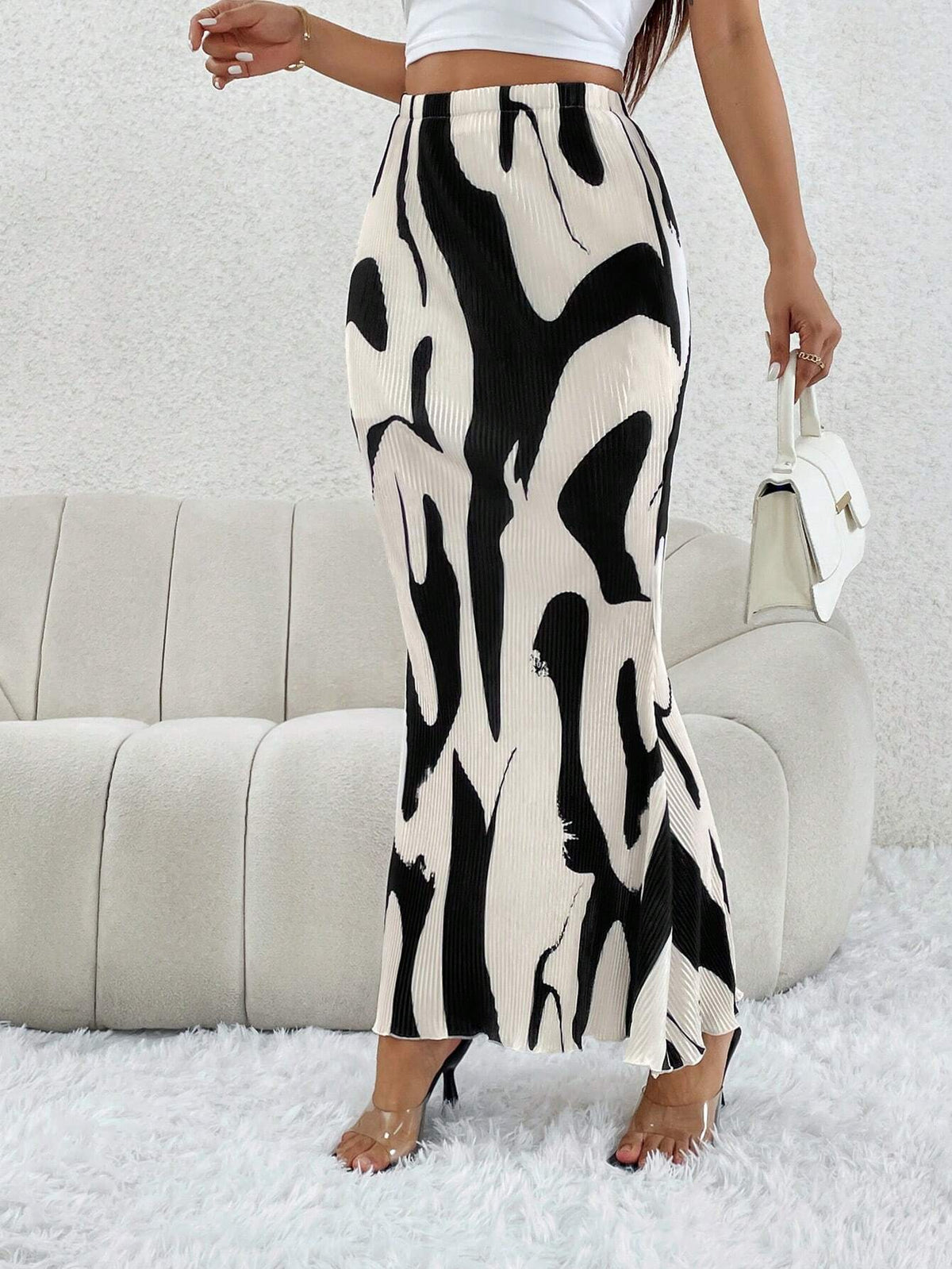 PETITE Allover Print Mermaid Hem Skirt