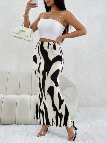 PETITE Allover Print Mermaid Hem Skirt