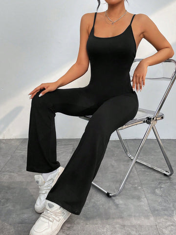 Backless Spaghetti Strap Flared Jumpsuit