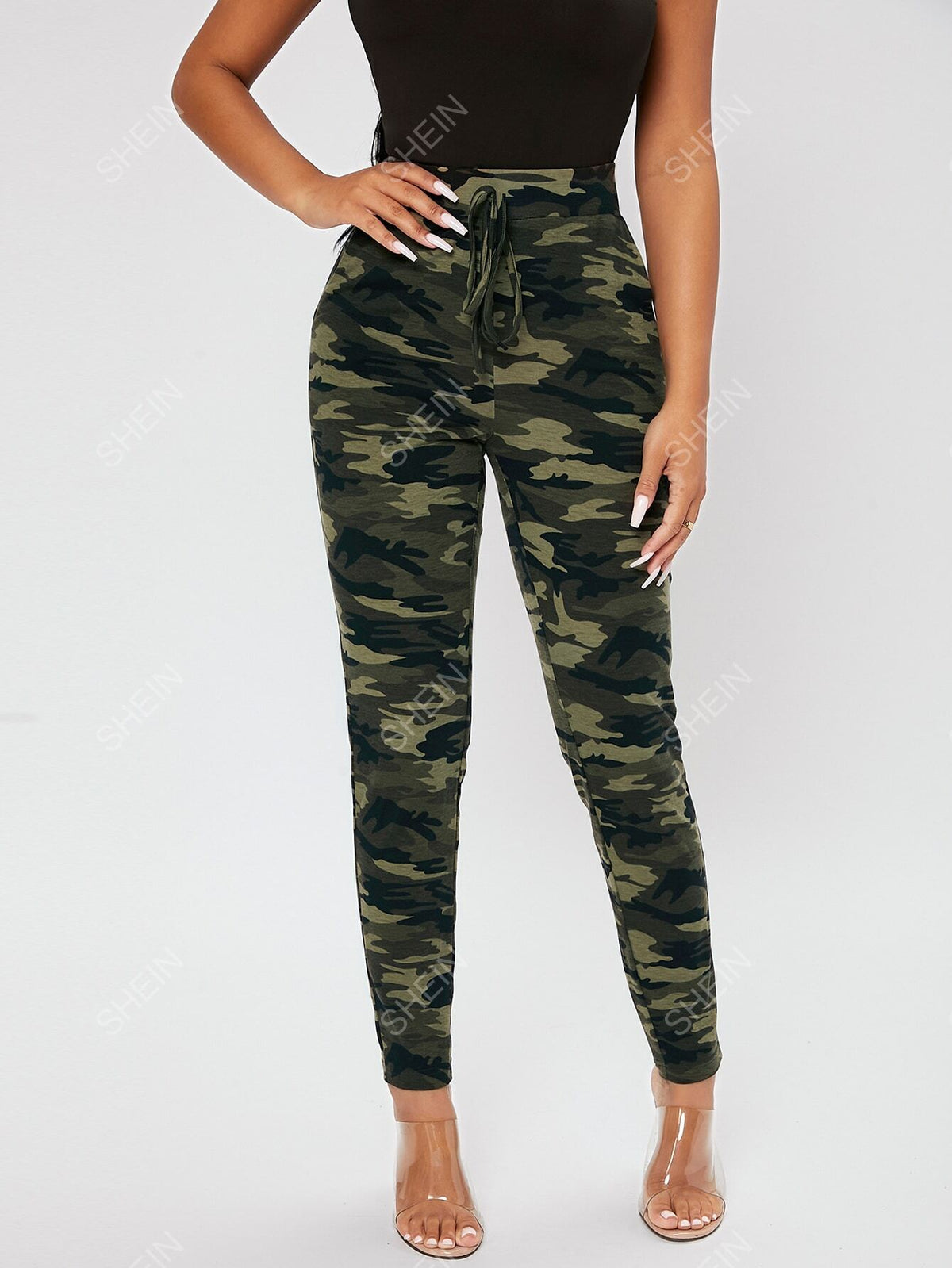 PETITE Camo Print Skinny Pants