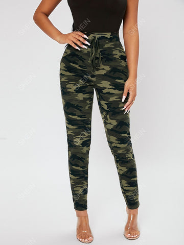 PETITE Camo Print Skinny Pants