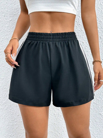 PETITE Contrast Striped Side Lounge Shorts