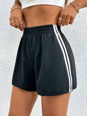 PETITE Contrast Striped Side Lounge Shorts