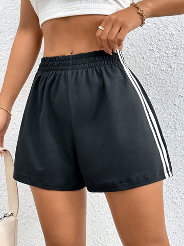 PETITE Contrast Striped Side Lounge Shorts