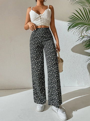 PETITE Ditsy Floral Wide Leg Pants