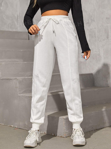 PETITE Drawstring Waist Solid Sweatpants
