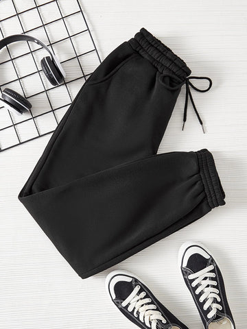 PETITE Drawstring Waist Solid Sweatpants