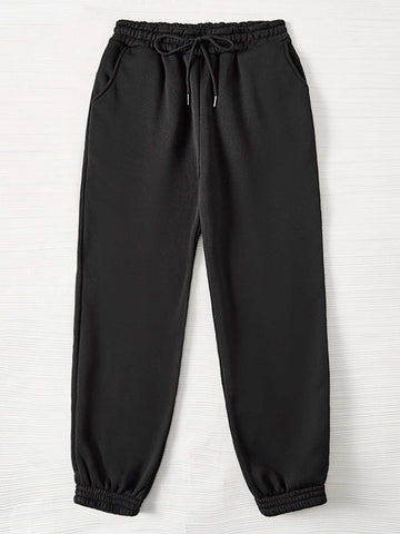 PETITE Drawstring Waist Solid Sweatpants