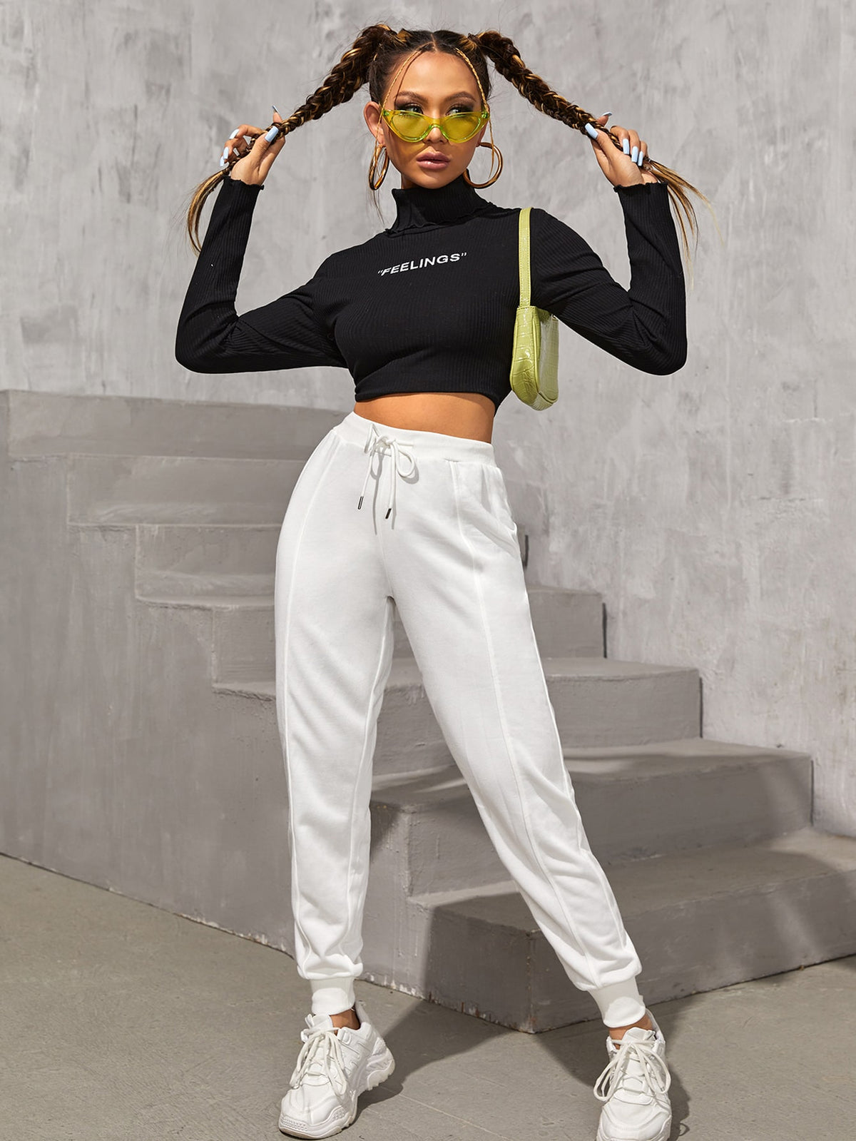 PETITE Drawstring Waist Solid Sweatpants