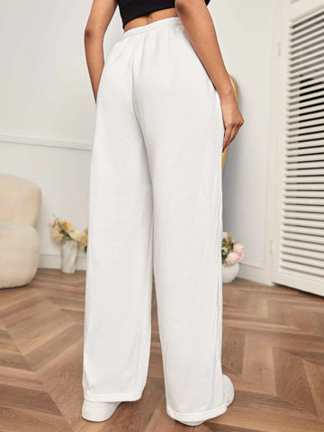 PETITE Drawstring Waist Wide Leg Sweatpants